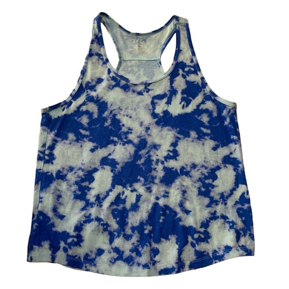 Fleo women's large blue tye dye tank top workout gym lulu burnout